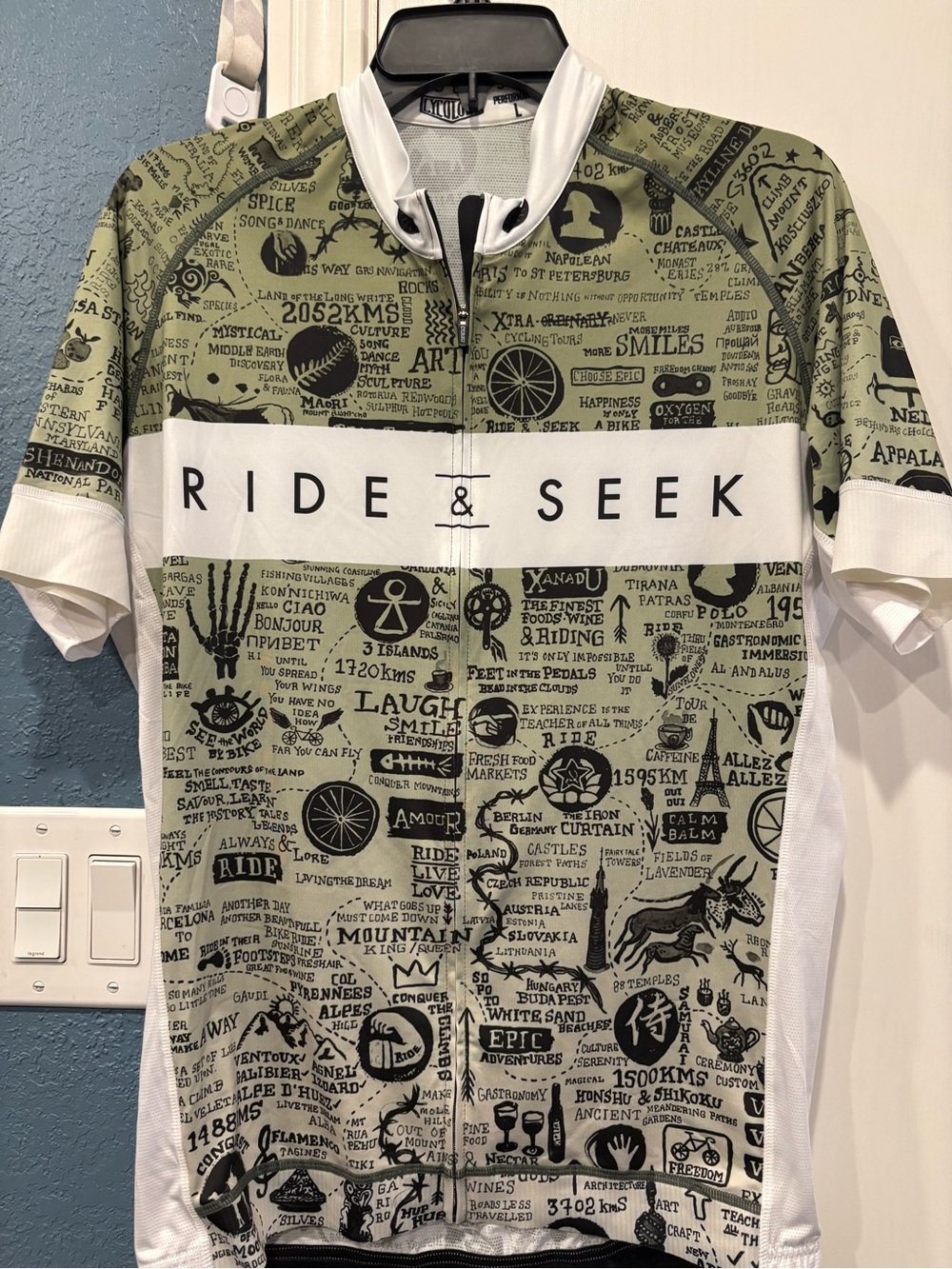 Ride & Seek Men’s Olive Green Graphic Cycling Jersey by RIDE & SEEK